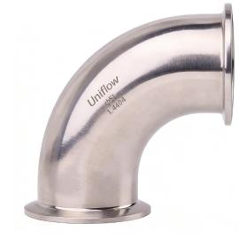 Hygienic Tri Clamped  90D elbow with matte finish