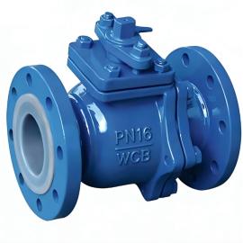 Cast steel flanged PFA lined ball valve with lever PN16