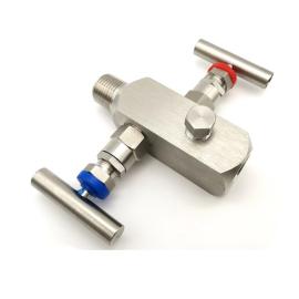 Stainless steel gauge manifold 2 valve male to female NPT